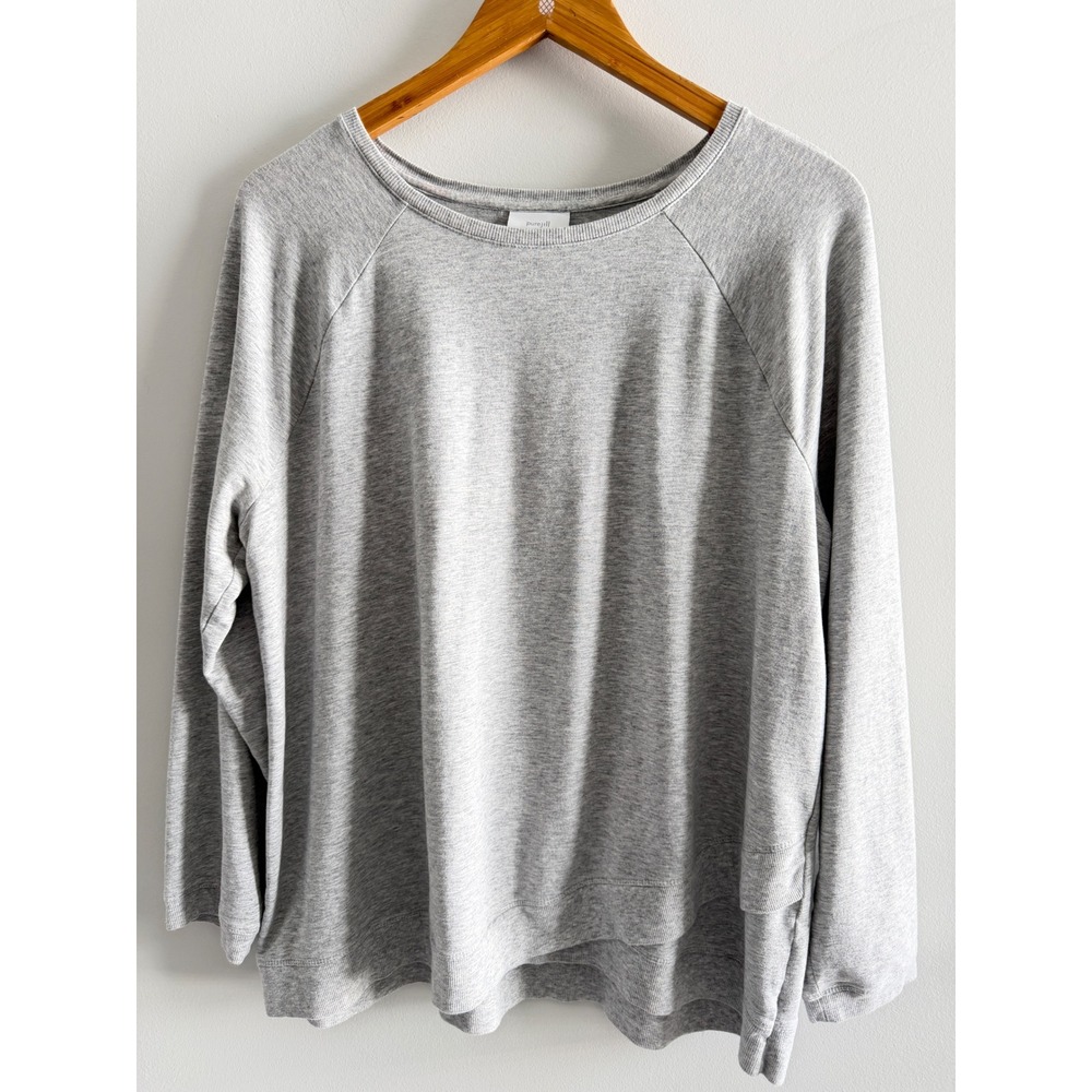 Pure Jill J. Jill Womens XL Gray Heathered Raglan Long Sleeve Pullover